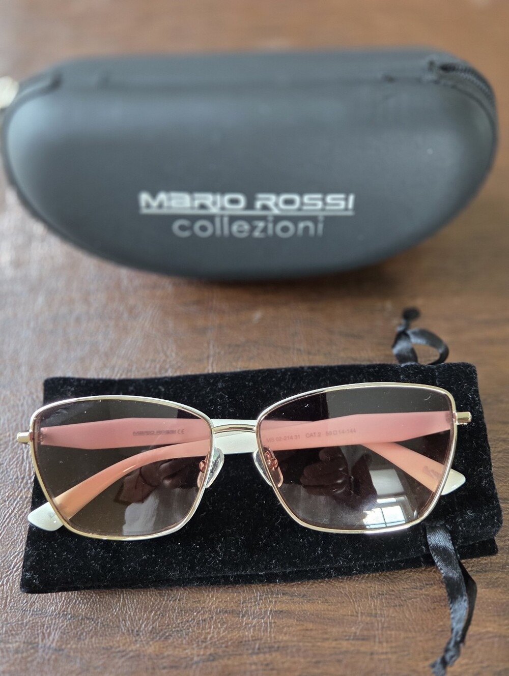 Mario Rossi Collezioni Women’s Sunglasses MS 02-21431 Gold White 59-14-144 &Case